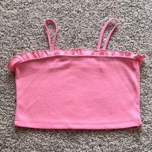 Shein Ribbed Cropped Tank with Ruffle NWOT